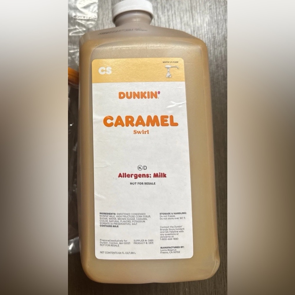 Dunkin Donuts Caramel Swirl Syrup, June 2026
